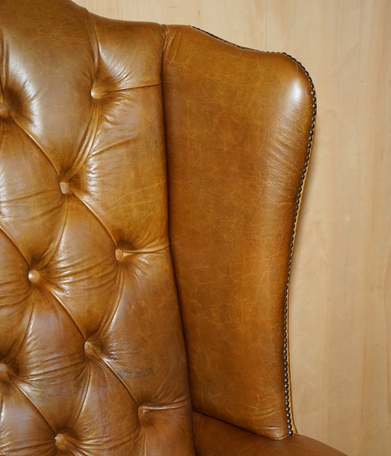 PAIR-OF-HUGE-132CM-TALL-HERITAGE-BROWN-LEATHER-CHESTERFIELD-WINGBACK-ARMCHAIRS-187687676009-7