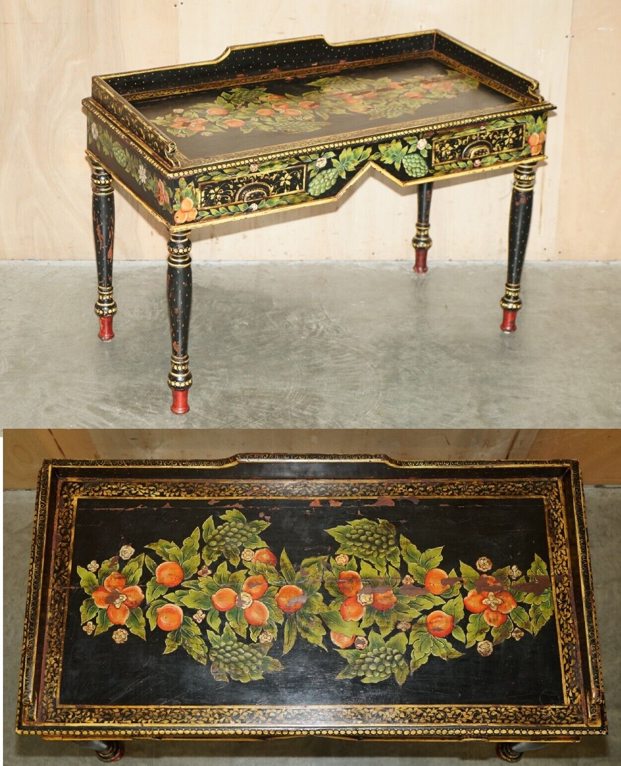 STUNNING ANTIQUE SWEDISH PAINTED WRITING DRESSING TABLE DESK WITH TWIN DRAWERS