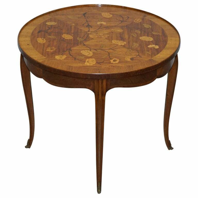 SUBLIME CIRCA 1900 ITALIAN MARQUETRY INLAID IN CENTRE OCCASIONAL TABLE BRONZE